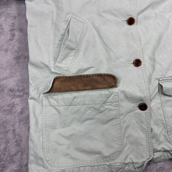 LL Bean Barn Chore Coat Womens XL Corduroy Trim Retro Field Jacket Workwear Mint - Picture 9 of 11